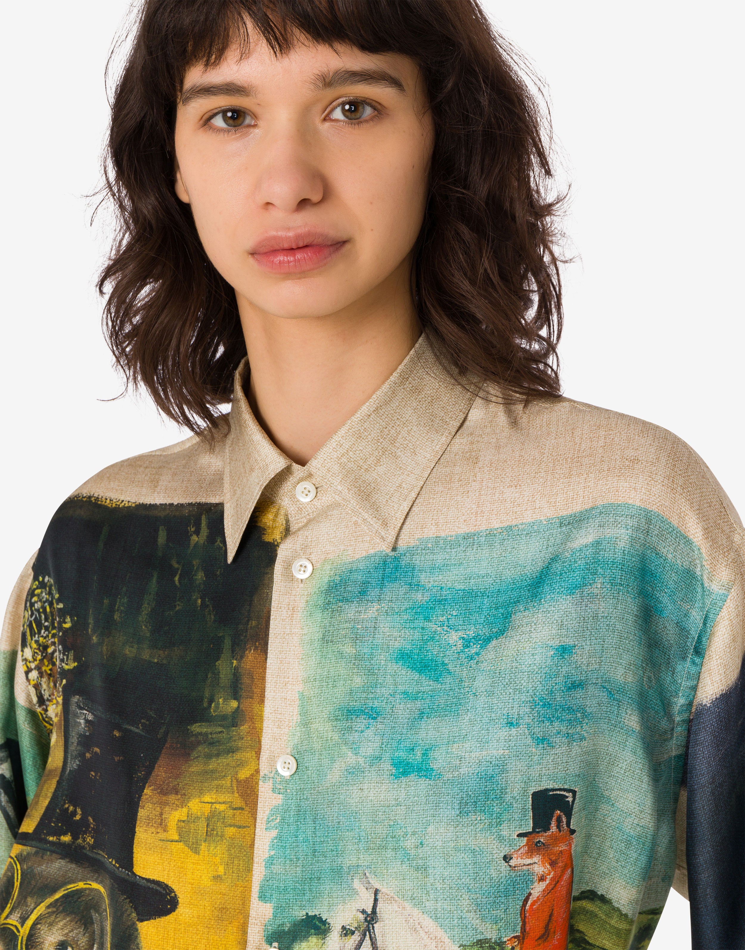 Printed silk twill shirt | Moschino