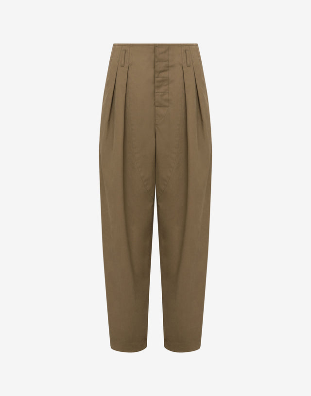 Pantalone in diagonale di cotone Verde militare Moschino 0