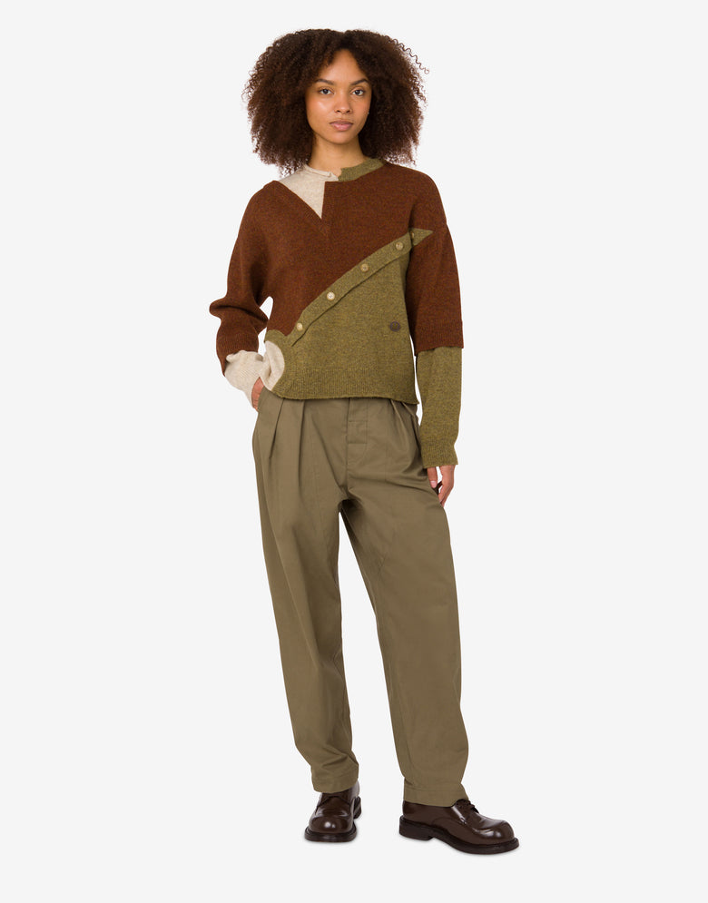 Cotton diagonal pants Military green Moschino 1