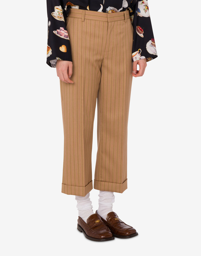 Wool crop pants Beige Moschino 2