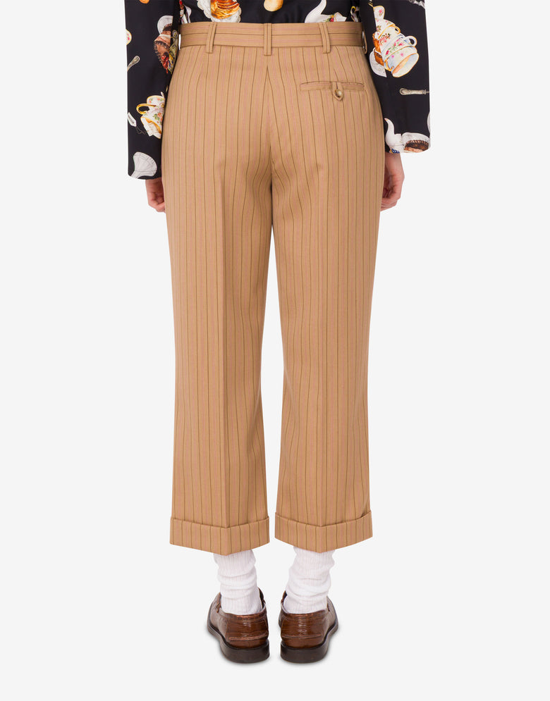 Wool crop pants Beige Moschino 3