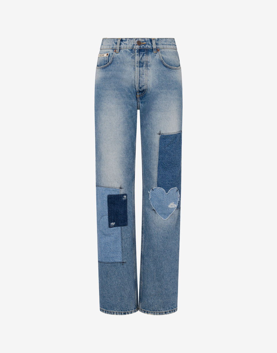 Pantalón vaquero patchwork Blue Denim Moschino 0
