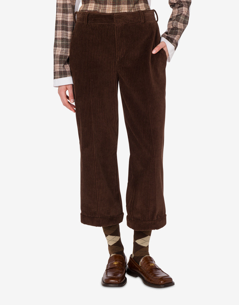 Corduroy crop pants Dark brown Moschino 2