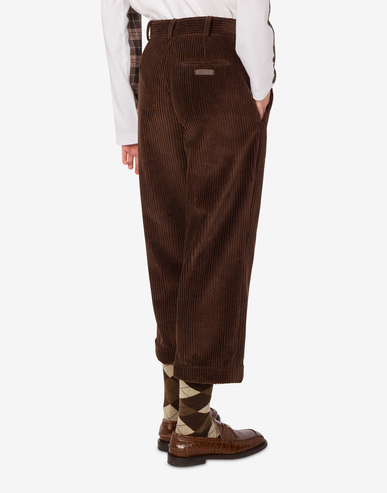 Corduroy crop pants Dark brown Moschino 3