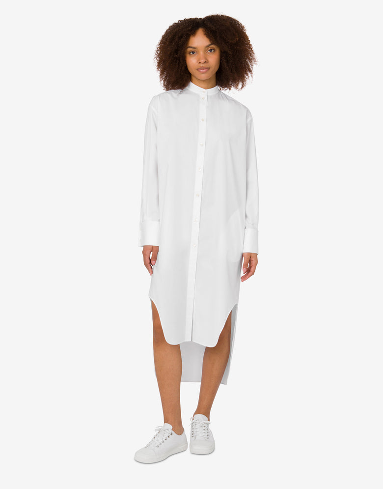 Vestido de popelina de algodón Laurel Crown Blanco Moschino 1