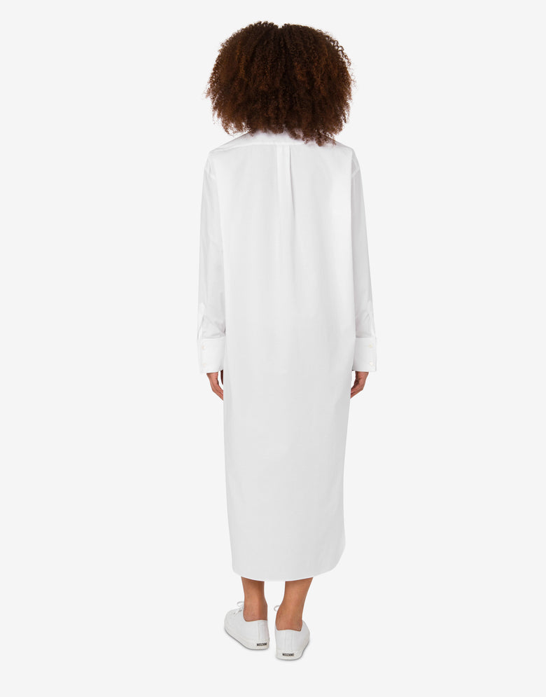 Vestido de popelina de algodón Laurel Crown Blanco Moschino 2
