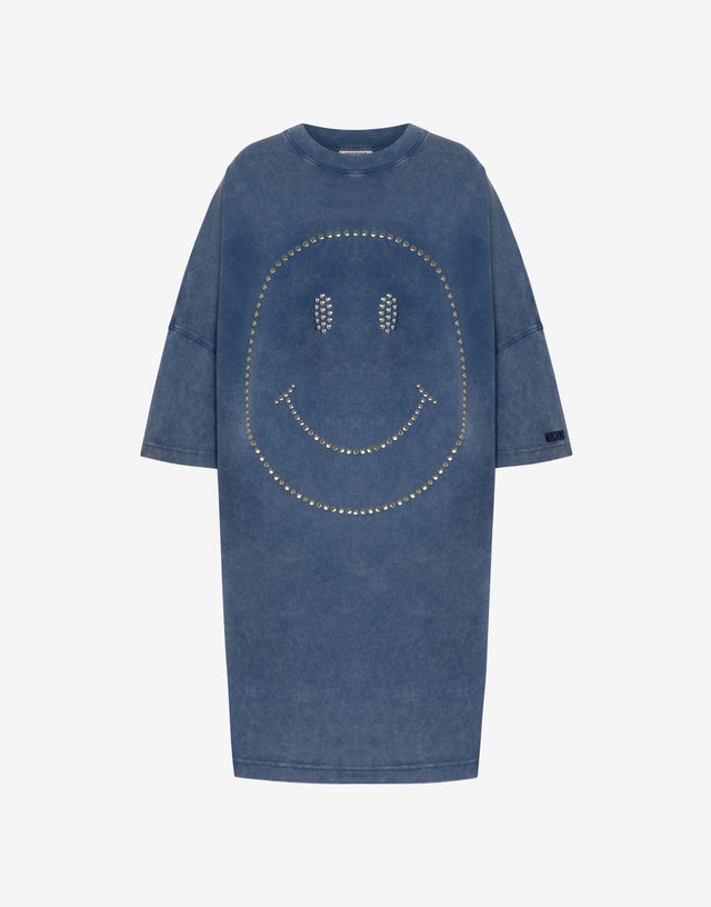 Oversize-Kleid aus schwerer Baumwolle Smiley® Blue Denim Moschino 0