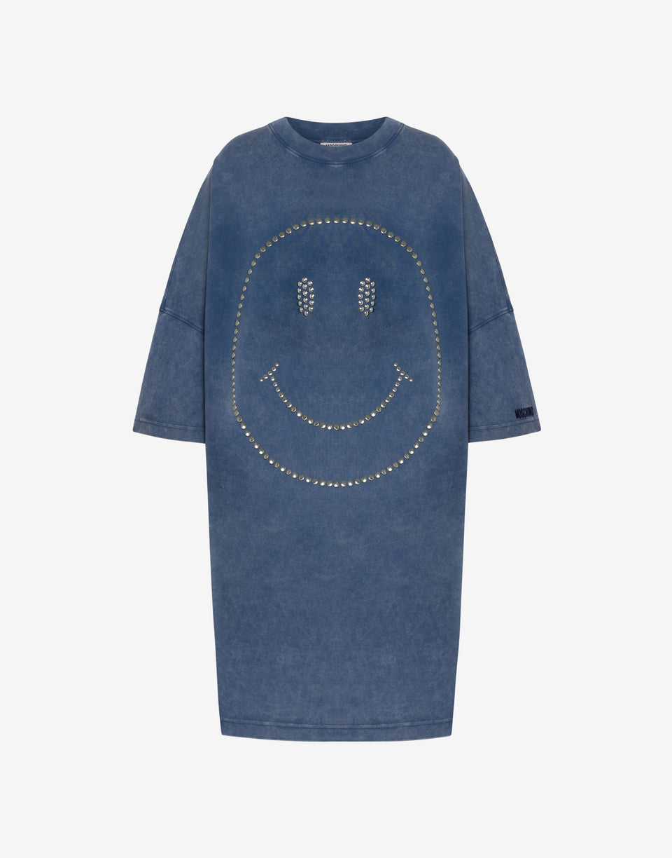 Oversize-Kleid aus schwerer Baumwolle Smiley® Blue Denim Moschino 0