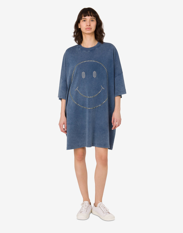 Oversize-Kleid aus schwerer Baumwolle Smiley® Blue Denim Moschino 1