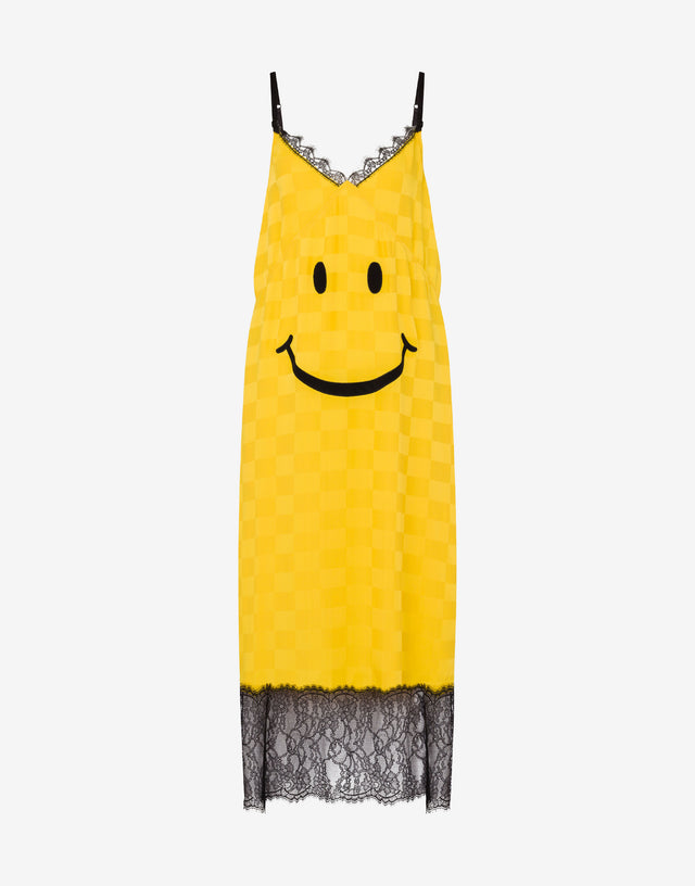 Kleid aus einer Seidenmischung Smiley® Gelb Moschino 0