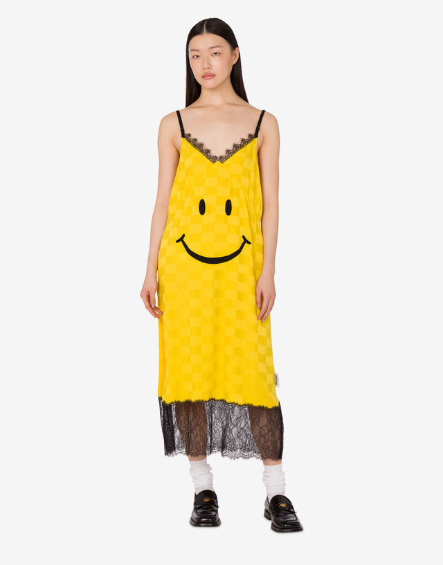 Kleid aus einer Seidenmischung Smiley® Gelb Moschino 1