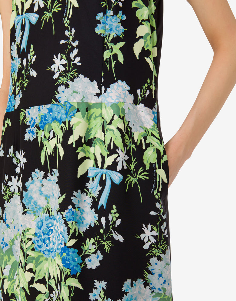 Robe en satin de soie imprimé Noir Moschino 3