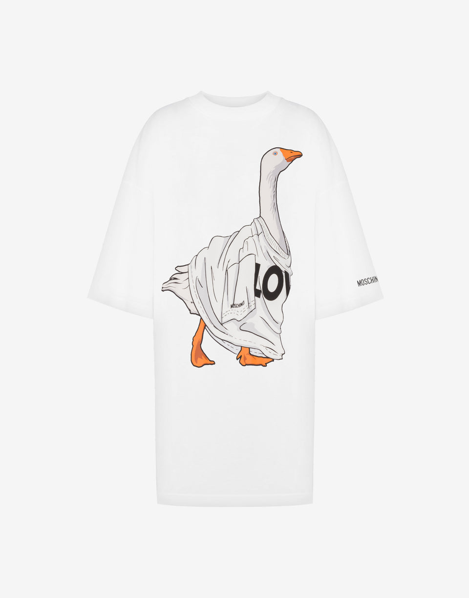 Vestido oversize de algodón grueso Goose Blanco Moschino 0