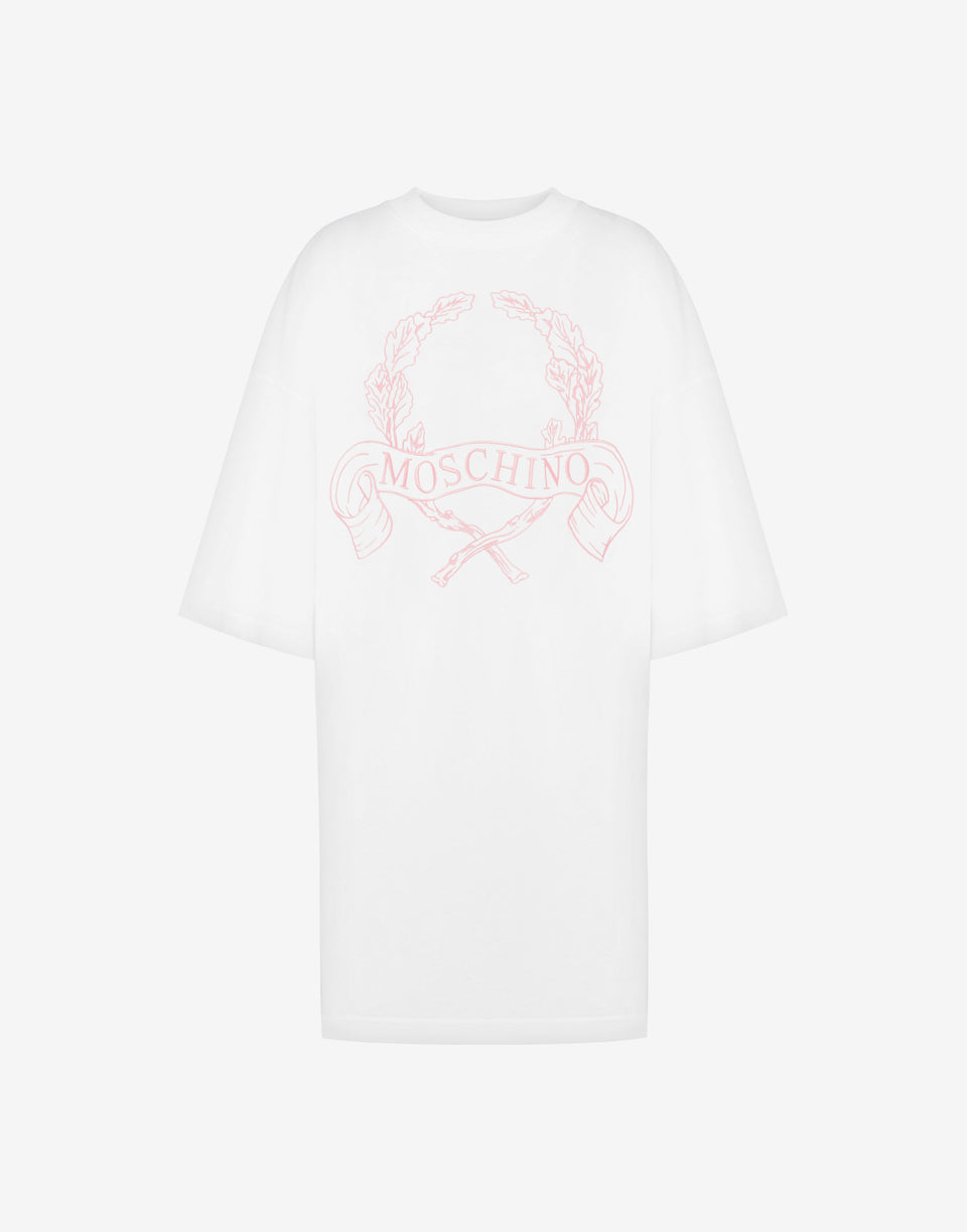 Vestido oversize de algodón grueso Laurel Crown Blanco Moschino 0