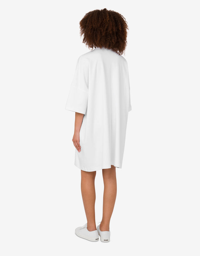 Abito oversize in cotone pesante Laurel Crown Bianco Moschino 1