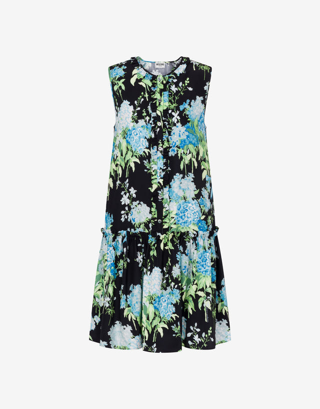 Printed silk satin dress Black Moschino 0