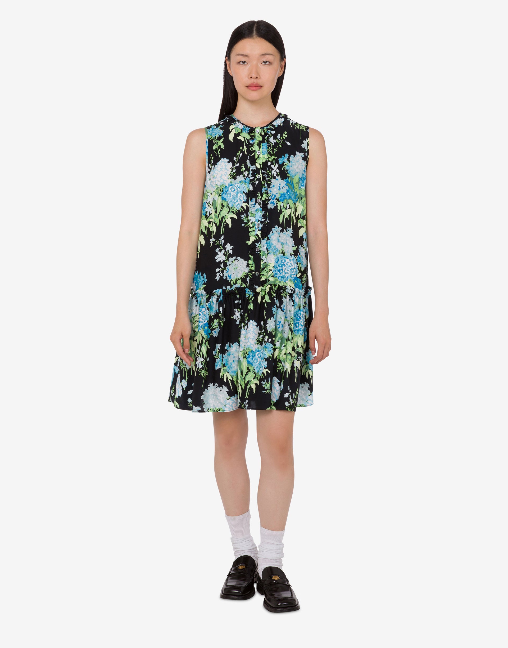 moschino silk dress Moschino - Silk twill dress Archive Clouds - Blue