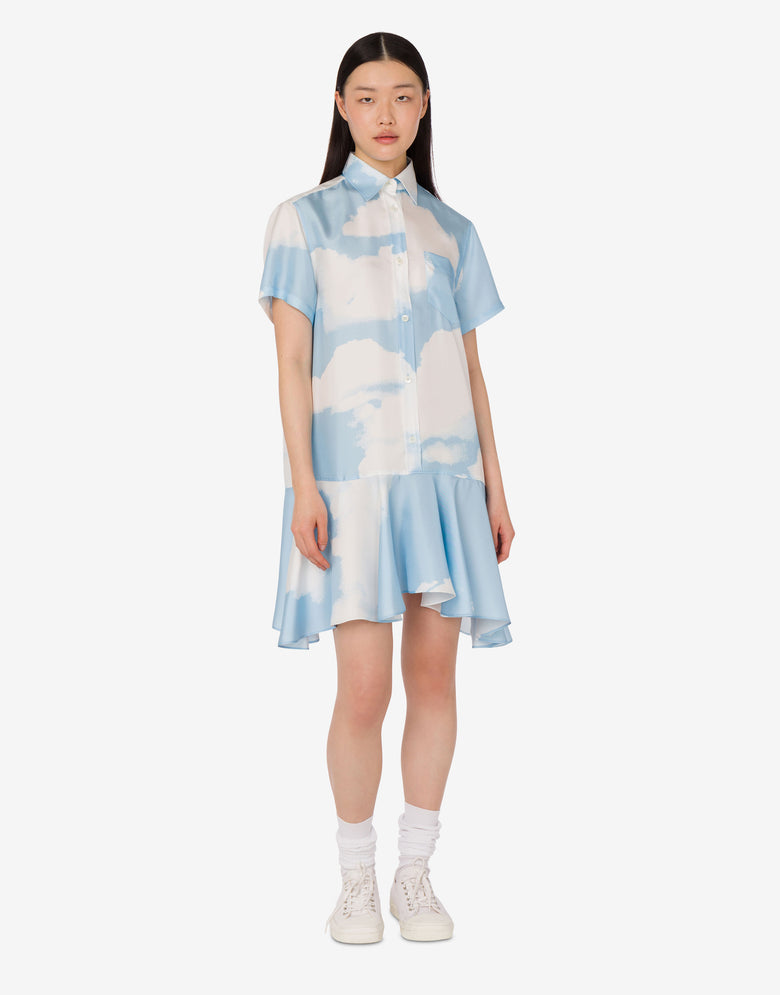 真丝斜纹连衣裙Archive Clouds 天蓝色 Moschino 1