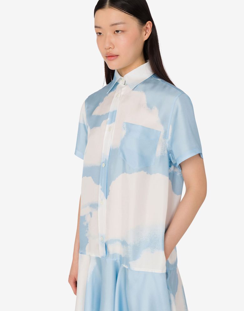 真丝斜纹连衣裙Archive Clouds 天蓝色 Moschino 3