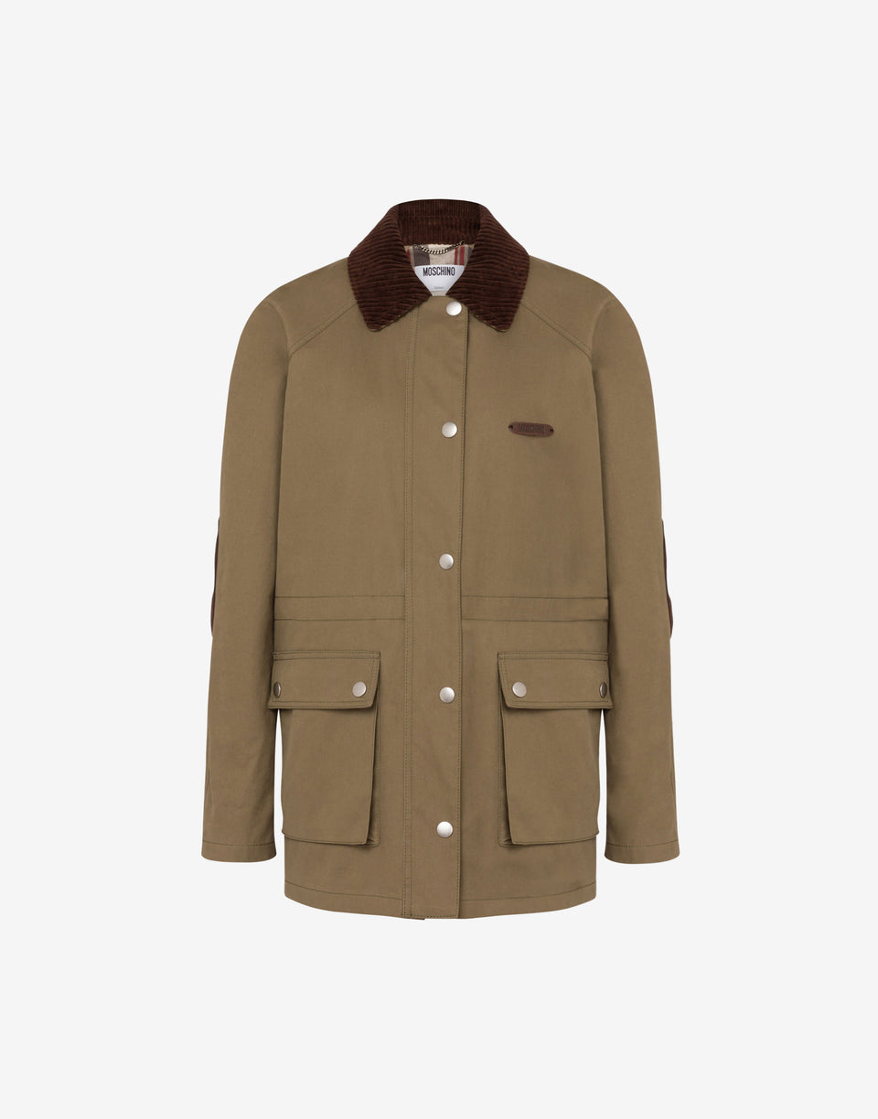 Diagonale Jacke aus Baumwolle Militärgrün Moschino 0