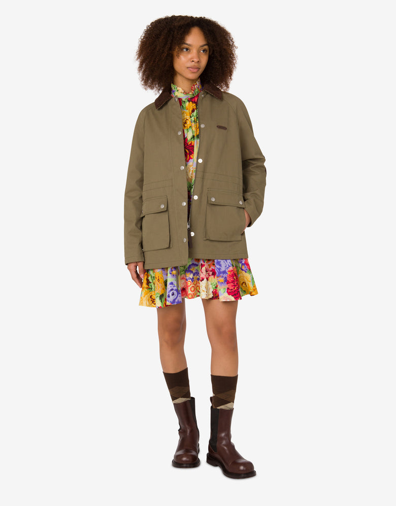 Diagonale Jacke aus Baumwolle Militärgrün Moschino 1
