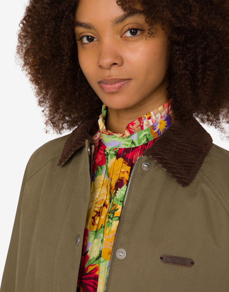 Diagonale Jacke aus Baumwolle Militärgrün Moschino 3