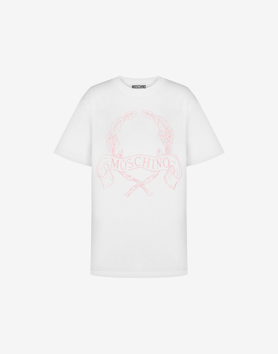 Organic cotton jersey T-shirt Laurel Crown White Moschino 0