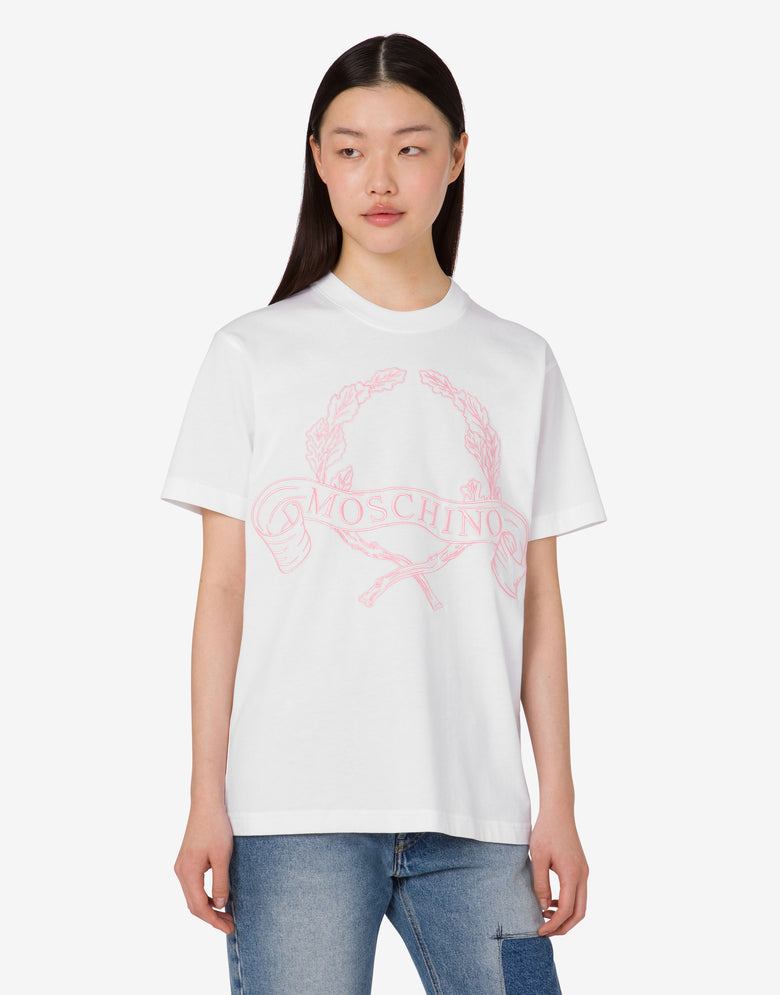 Organic cotton jersey T-shirt Laurel Crown White Moschino 2