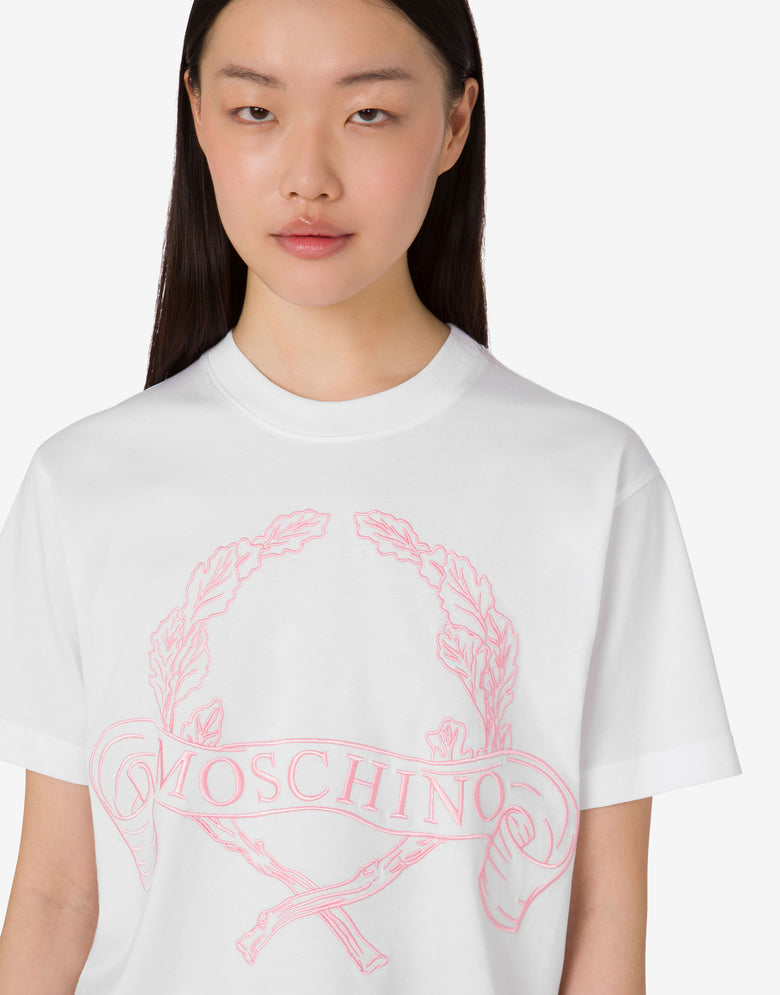 Organic cotton jersey T-shirt Laurel Crown White Moschino 4