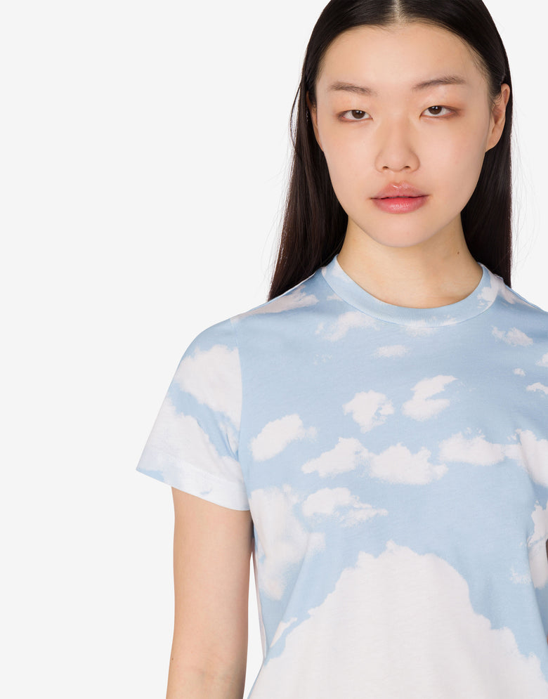 Organic cotton jersey T-shirt Archive Clouds Azure Moschino 4