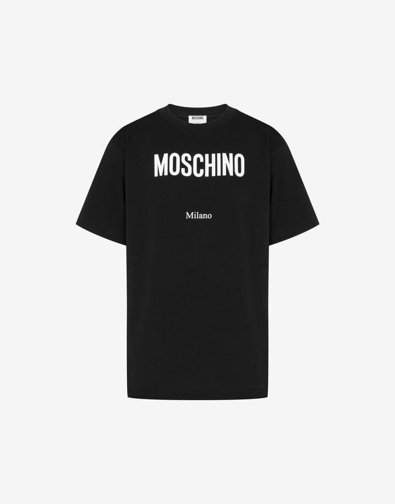 프린트 오가닉 코튼 저지 티셔츠 Black Moschino 4