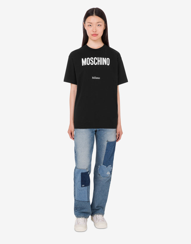 Printed organic cotton jersey T-shirt Black Moschino 1