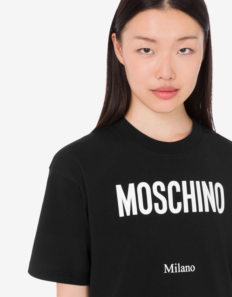 Printed organic cotton jersey T-shirt Black Moschino 4