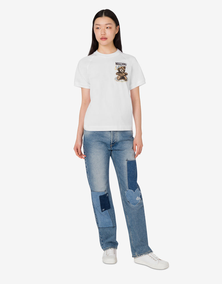 Organic cotton jersey T-shirt Moschino Teddy Bear White Moschino 1