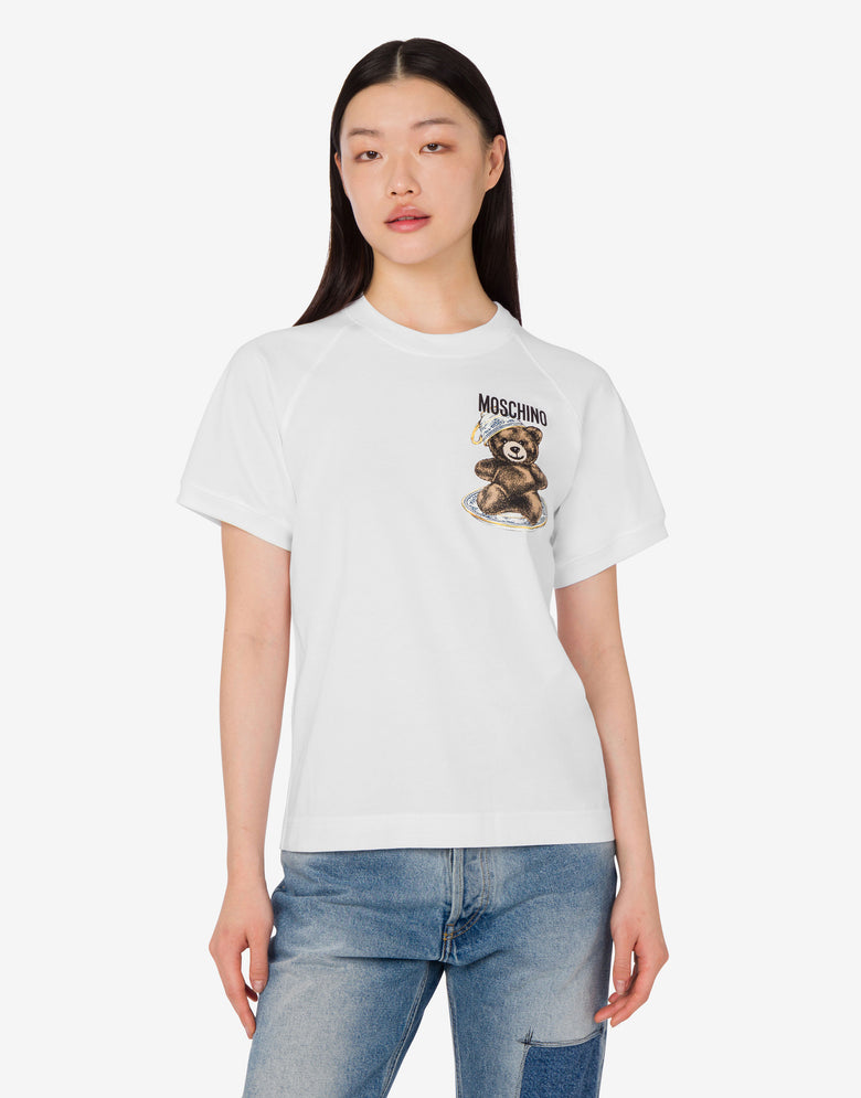Organic cotton jersey T-shirt Moschino Teddy Bear White Moschino 2