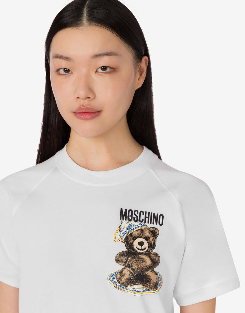 Organic cotton jersey T-shirt Moschino Teddy Bear White Moschino 4