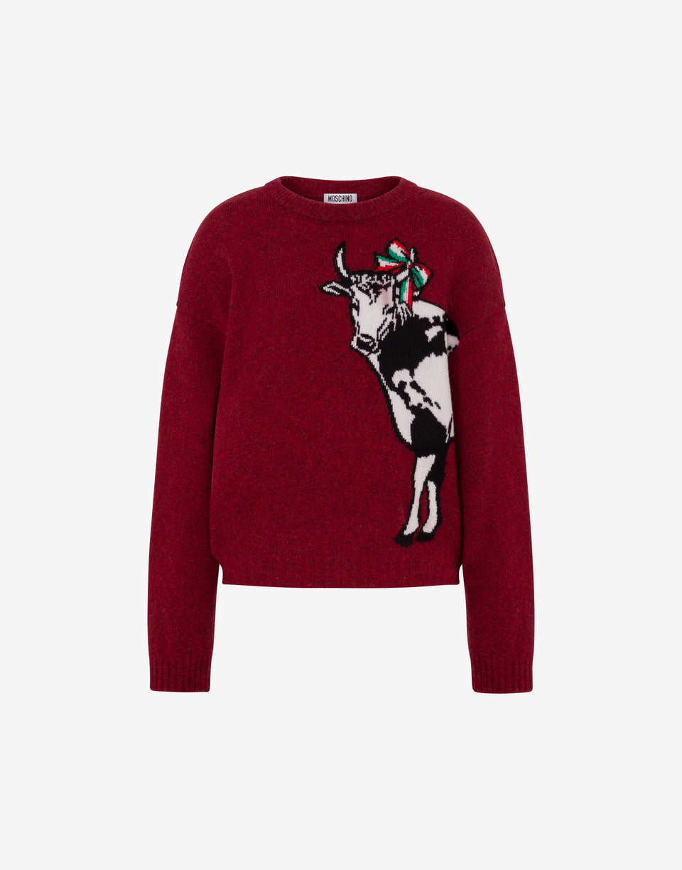 Pullover in lana shetland Archive Bordeaux Moschino 0