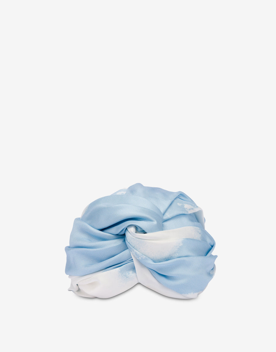 Turbante de sarga de seda Archive Clouds Celeste Moschino 0