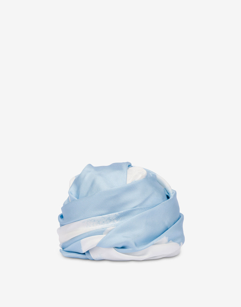 Turbante de sarga de seda Archive Clouds Celeste Moschino 1