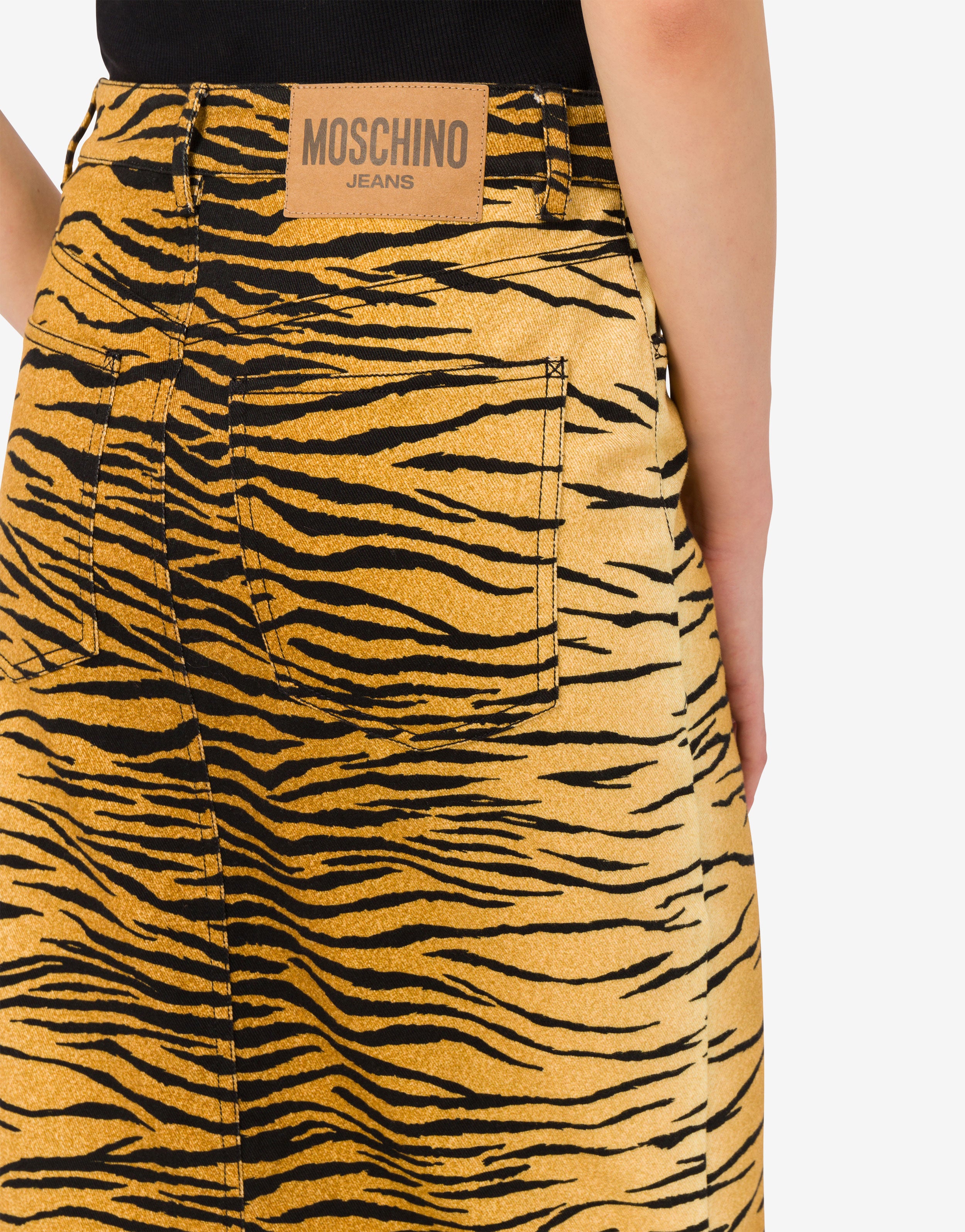 Printed stretch cotton gabardine skirt Moschino Jeans | Moschino