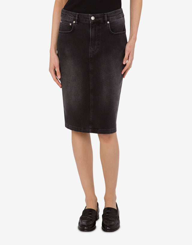 Saia de ganga em algodão elástico Gris oscuro Moschino Jeans 1