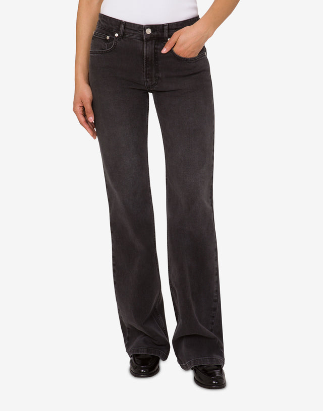 Cotton denim flare pants Dark grey Moschino Jeans 1