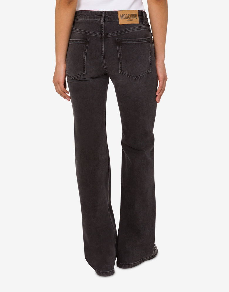 Pantalone flare in denim di cotone Grigio scuro Moschino Jeans 2