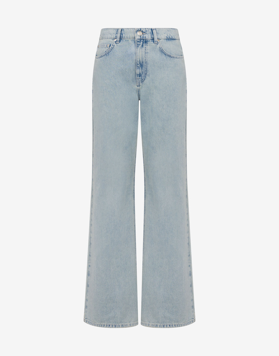 Pantalone in denim di cotone Denim chiaro Moschino Jeans 0