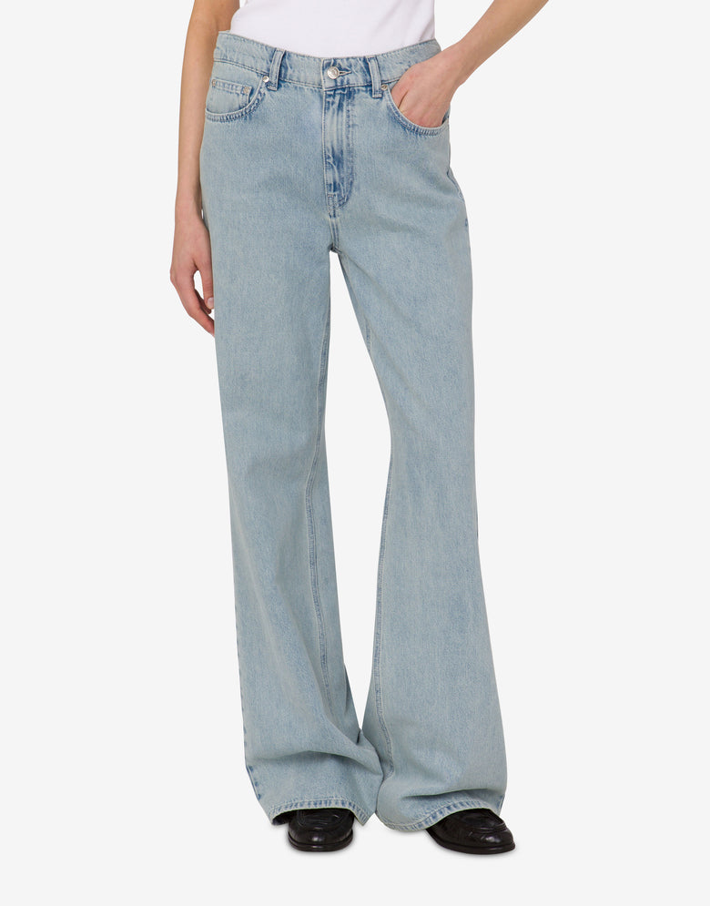Pantalone in denim di cotone Denim chiaro Moschino Jeans 1