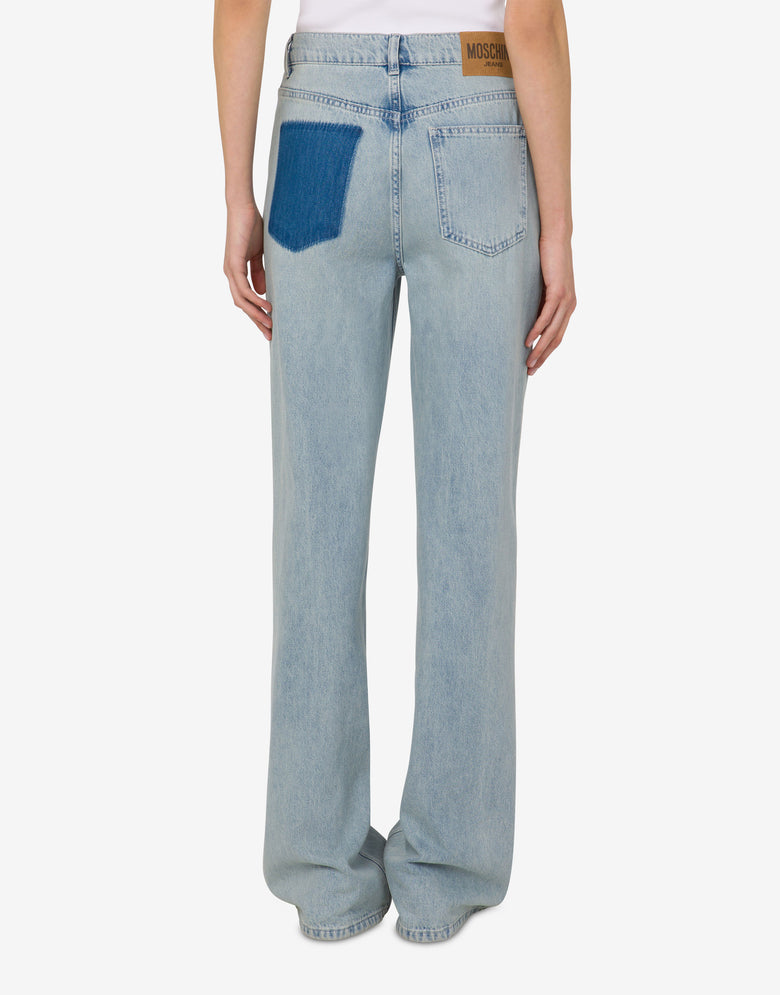 Pantalone in denim di cotone Denim chiaro Moschino Jeans 2