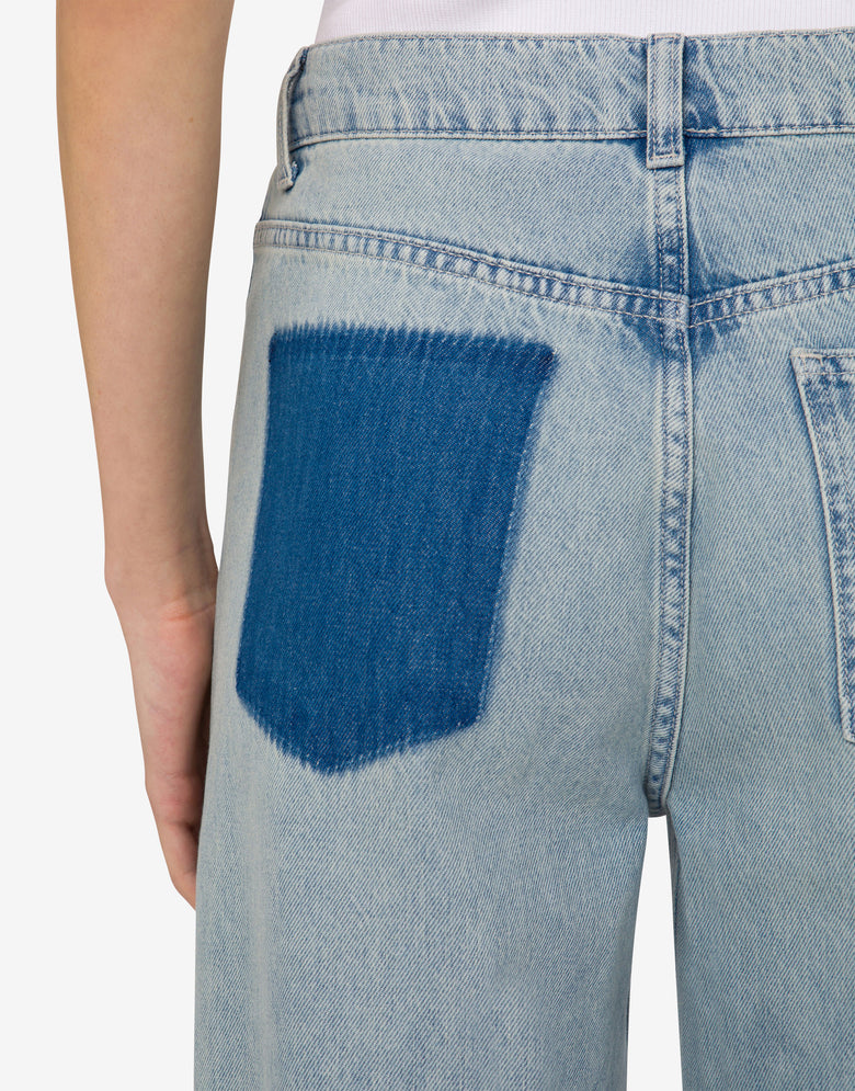 Pantalone in denim di cotone Denim chiaro Moschino Jeans 3