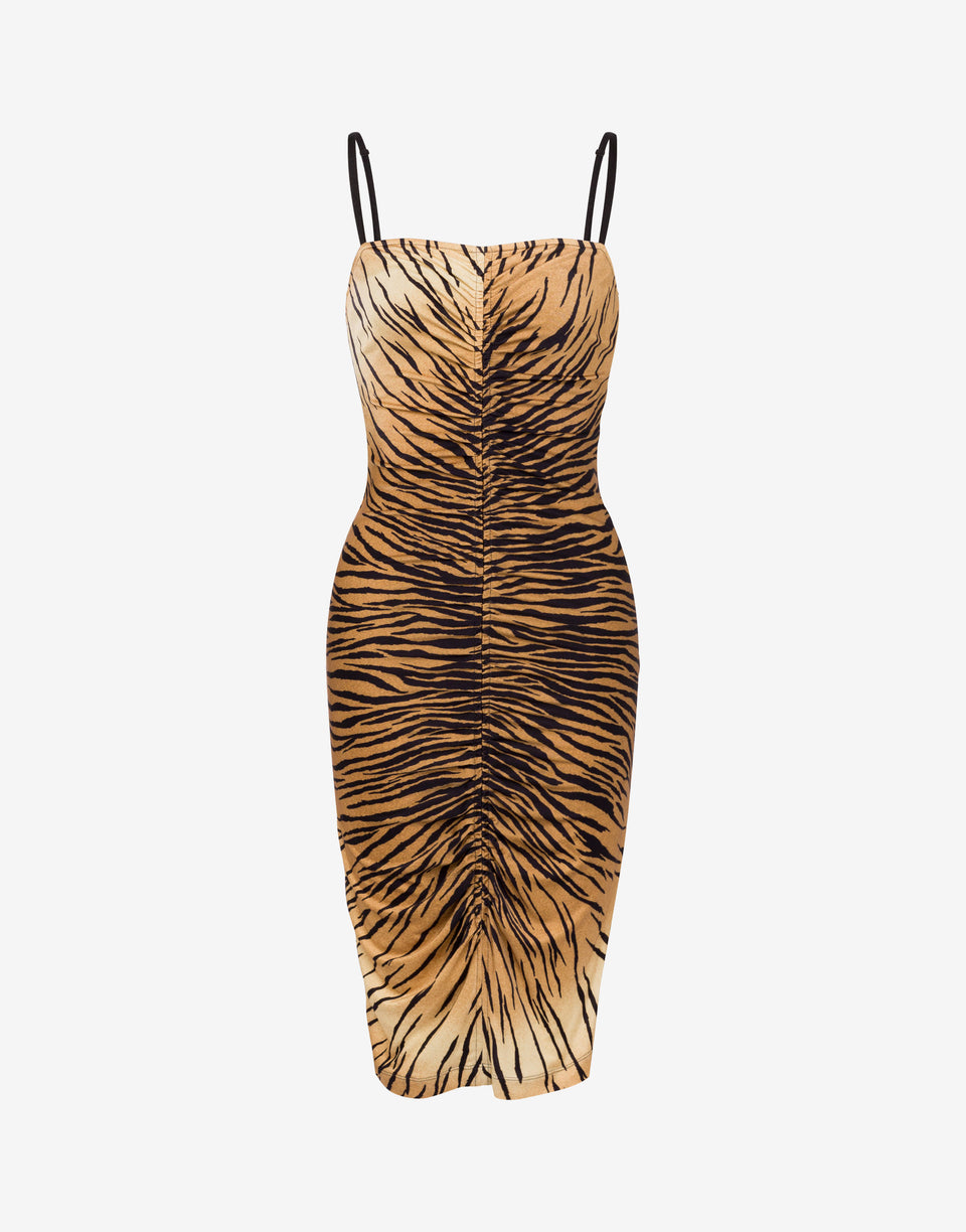 Printed jersey dress Brown Orange Moschino Jeans 0