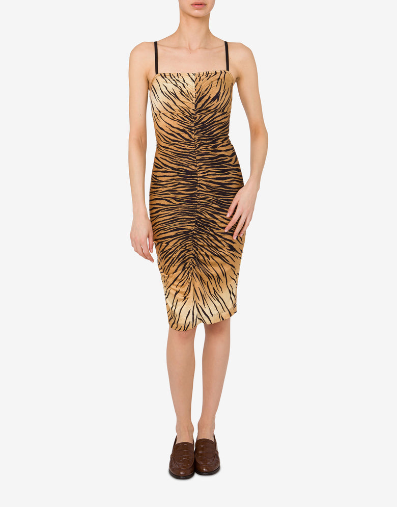 Printed jersey dress Brown Orange Moschino Jeans 1