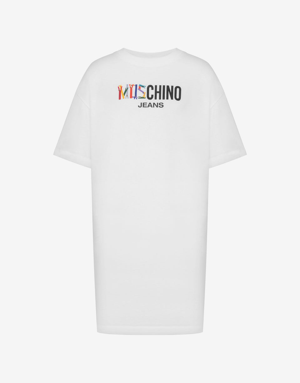 Robe en jersey de coton imprimé Blanc Moschino Jeans 0